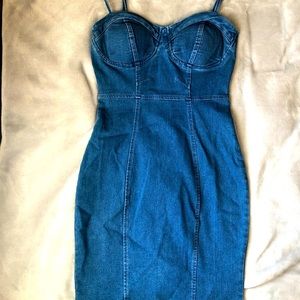 Adjustable strap denim dress